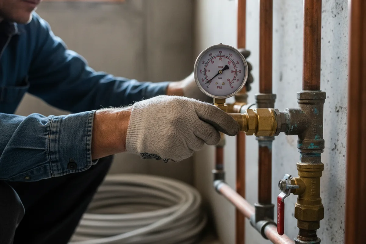 Pressure testing a repaired line during Water Line Repair in Swedesboro